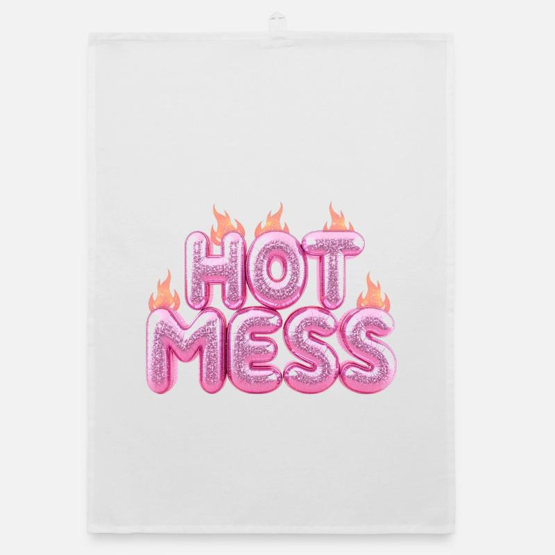 Hot Mess Pink 3D Bubble Typography Organic dish towel