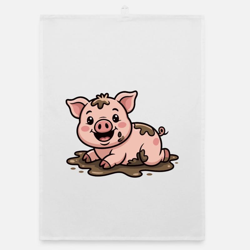 Cochon dans la boue mignon Torchon bio