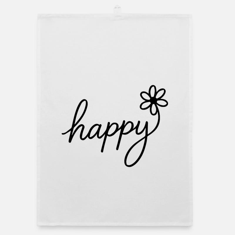 Lettrage à la main joyeux avec des fleurs Torchon bio