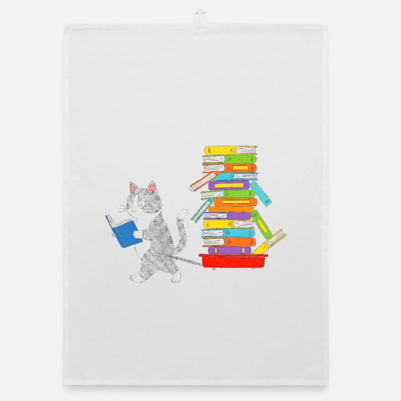 Reading kitten pulls book trolley Organic dish towel