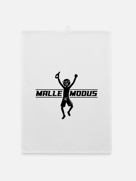 Malle Modus Party Strichmännchen Schwarz - Organic Geschirrtuch - Weiß - Vorne