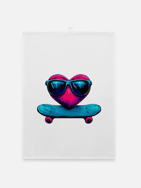 Skate Love Rider - Organic Geschirrtuch - Weiß - Vorne