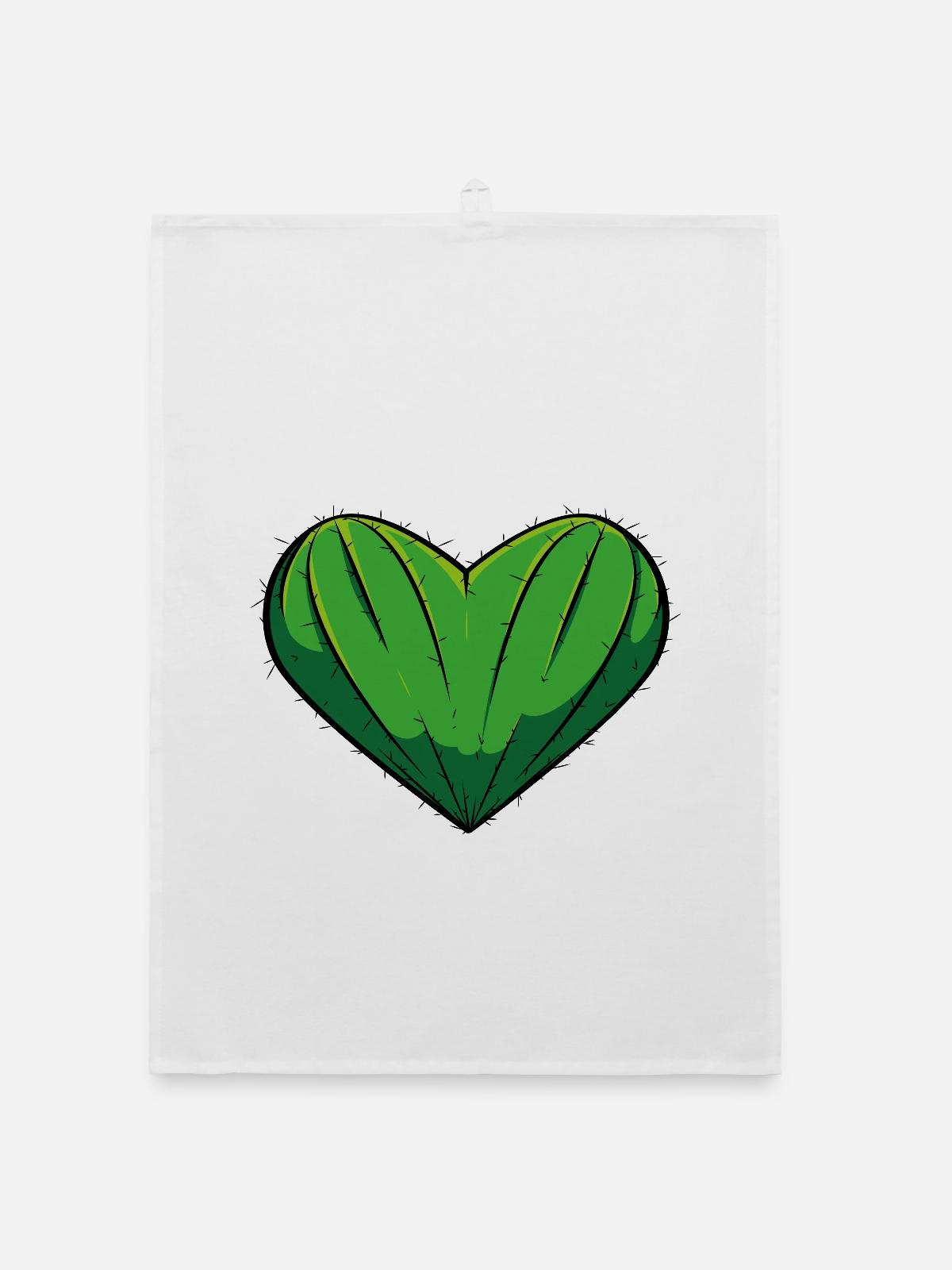 Cœur Cactus - Torchon bio - blanc - Devant