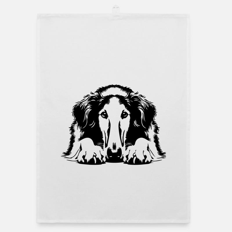 Borzoi Head with Paws Organic dish towel