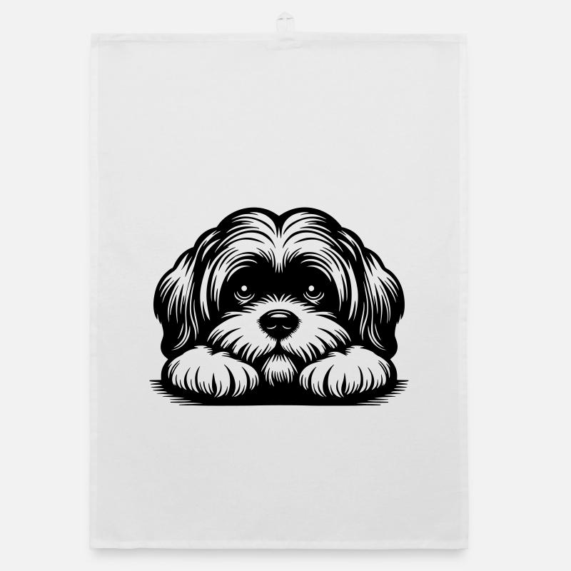 Lhasa Apso Kopf mit Pfoten Organic Geschirrtuch