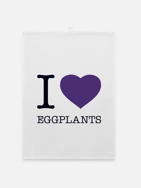 I LOVE EGGPLANTS Auberginen - Organic Geschirrtuch - Weiß - Vorne