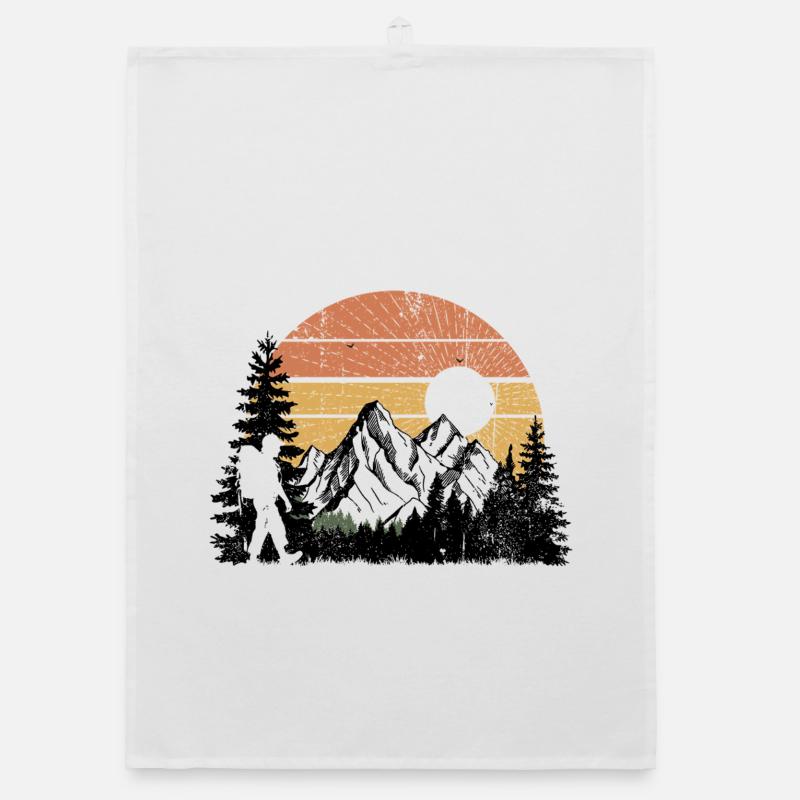 Coucher de soleil Montagne Silhouette Design Torchon bio