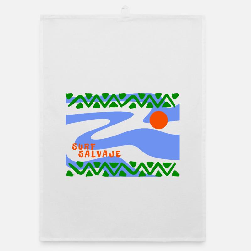 Surf Salvaje Psychedelic Waves - Organic dish towel - white