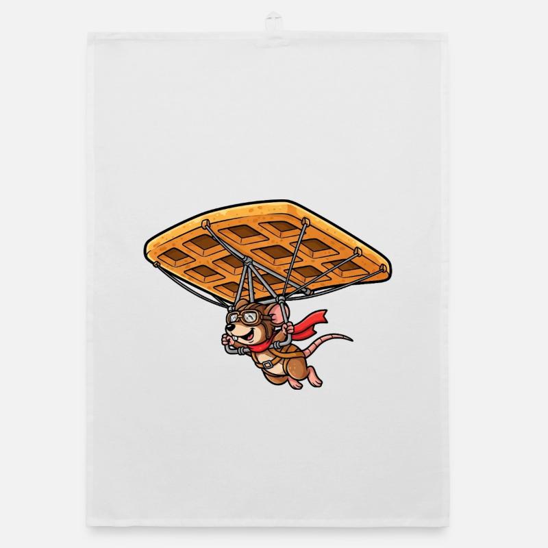 Cute Mouse Flying Pilot Waffle Pastry Candy Organic dish towel