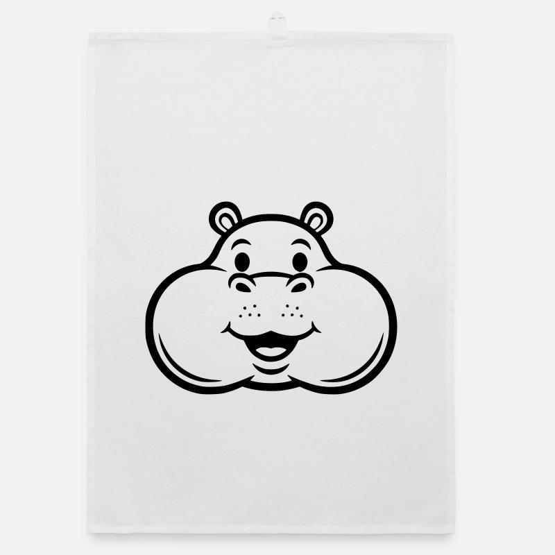 Lachendes Hippo Kopf Gesicht Comic Vektor Organic Geschirrtuch