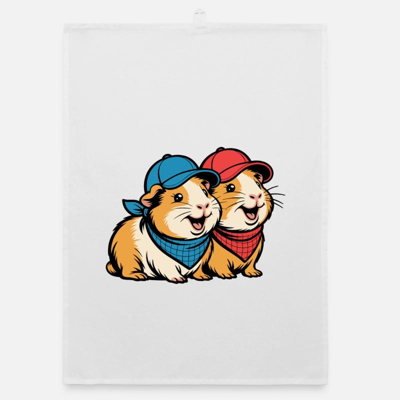 Amis cochons d’Inde mignons – Motif drôle d’animal Torchon bio