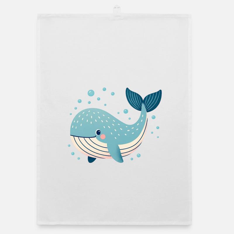 Blue Whale with Bubbles Organic dish towel
