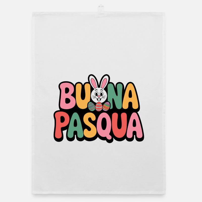 Joyeux lapin de Pâques Torchon bio
