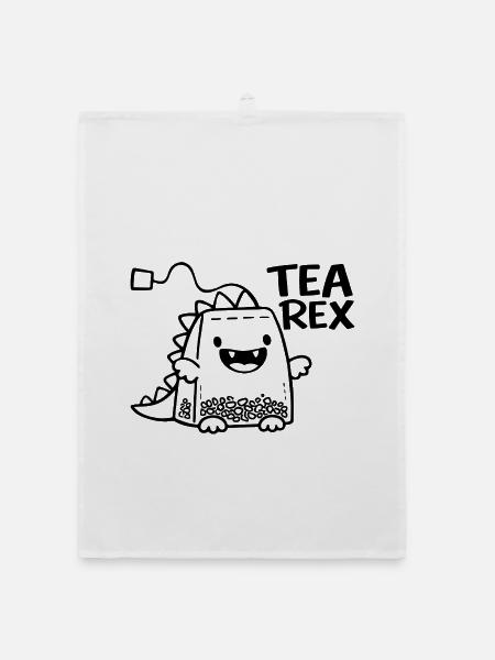  Tee-Beutel-Dino lustiger Tee Humor Dinosaurier - Organic Geschirrtuch - Weiß - Vorne