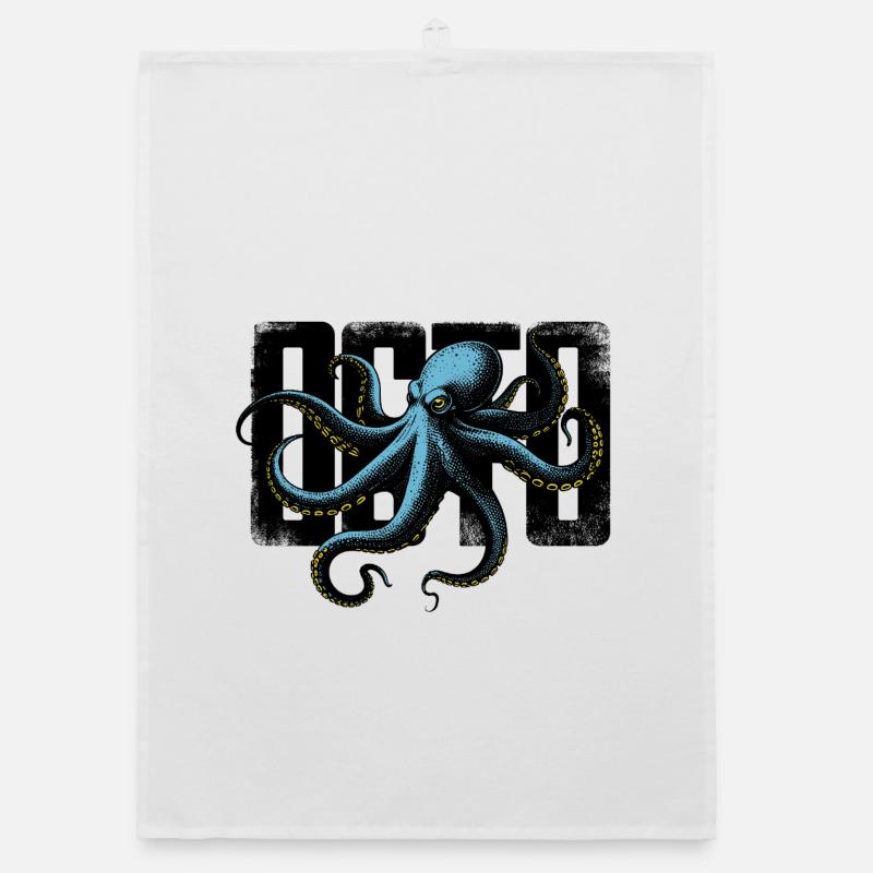 Stylized Octopus Organic dish towel