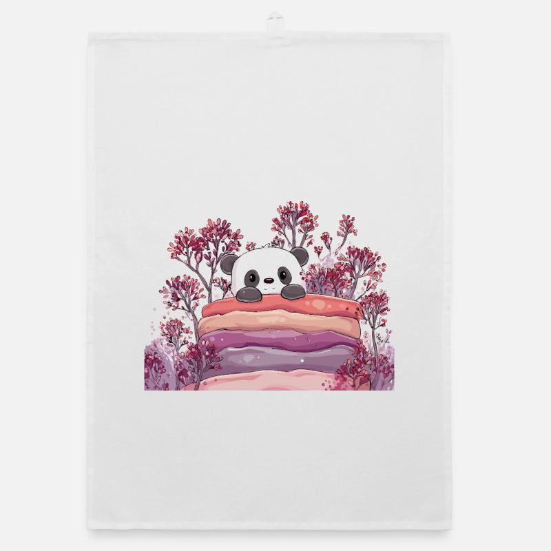 Panda auf süßer Macaron-Torte Organic Geschirrtuch