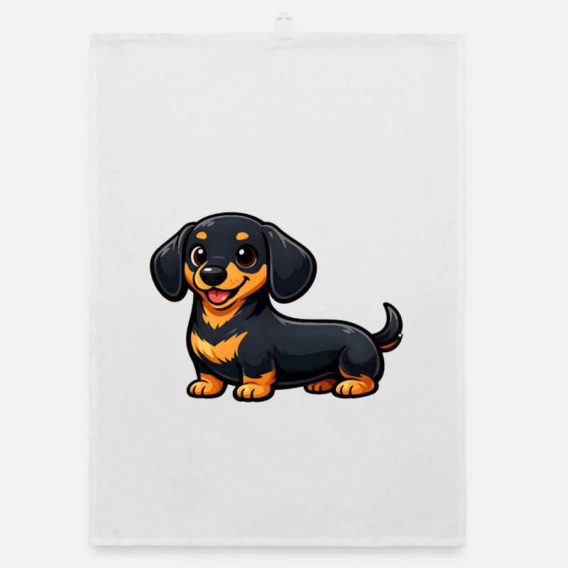 Teckel mignon dans un style dessin animé Torchon bio