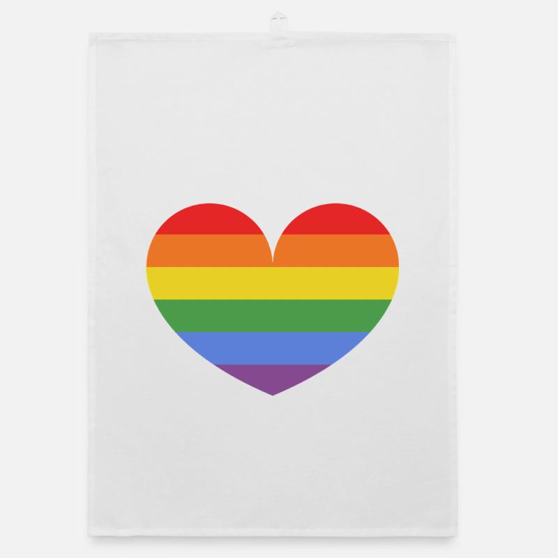 Regenbogenherz - Organic Geschirrtuch - Weiß