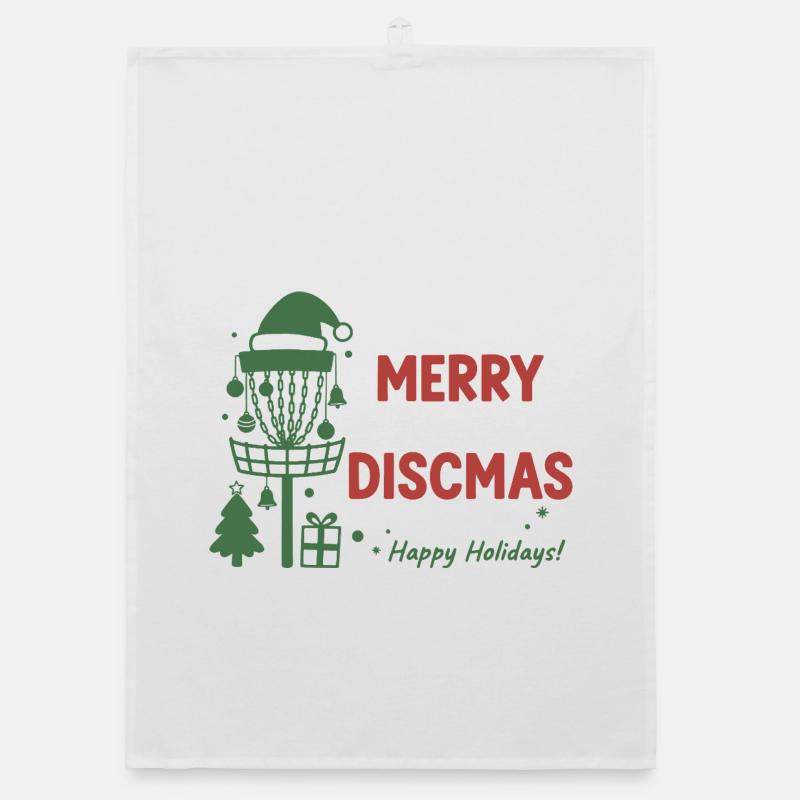 Fröhliche Discmas Frohe Feiertage Disc Golf Korb Organic Geschirrtuch