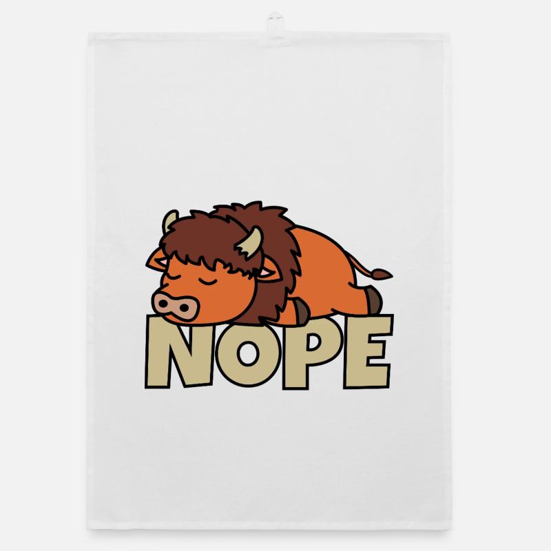 Nope Not Today Lazy Bison Bison Organic dish towel