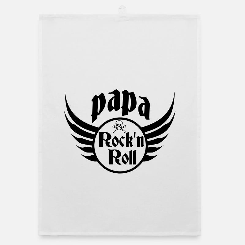 Papa Rock and Roll Skull Wings Organic dish towel
