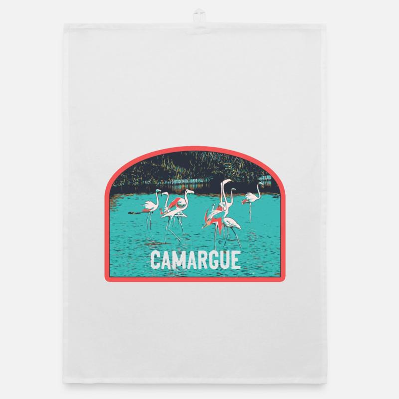 Flamands roses dans le Parc National de Camargue Torchon bio