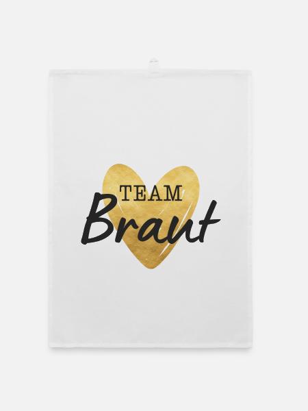Team Braut Herz gold - Organic Geschirrtuch - Weiß - Vorne