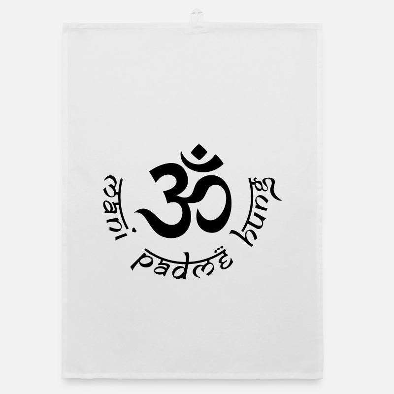 OM Mani Padme Hung - Organic Geschirrtuch - Weiß