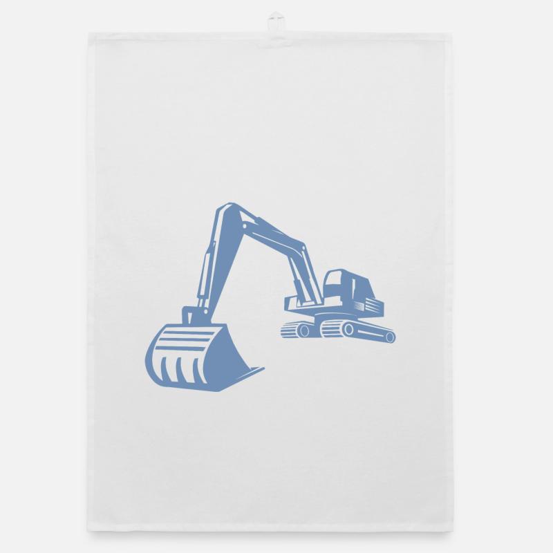 Excavator Silhouette, Precise Design for Organic dish towel