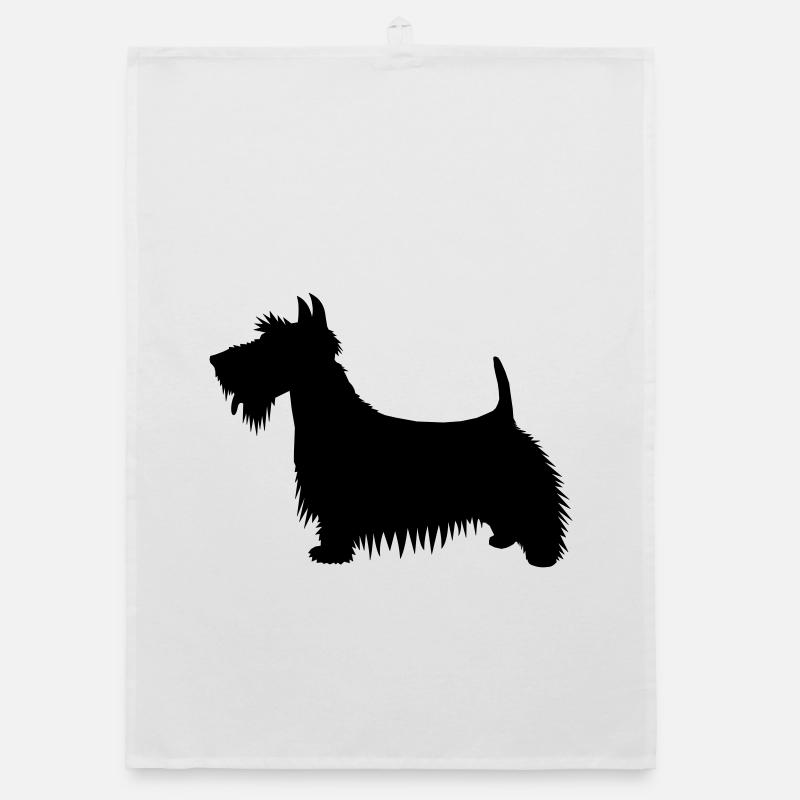 Une illustration de la silhouette d’un chien Scots Terrier - Torchon bio - blanc