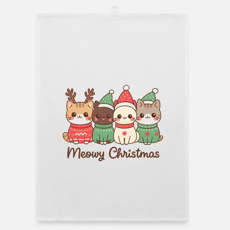 Meowy Christmas Cat Squad, Kittens  Organic dish towel