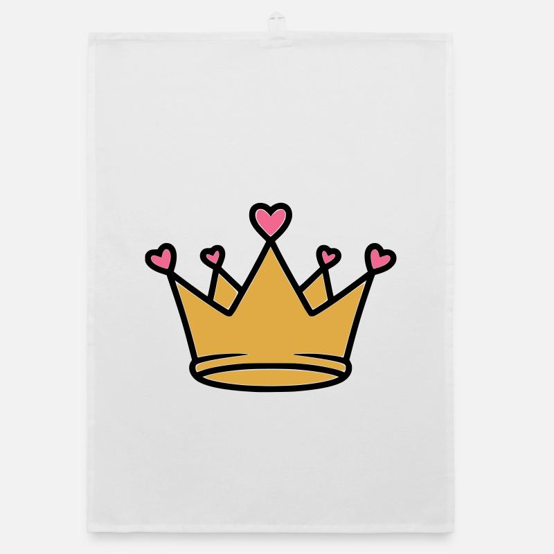 Cute Princess Crown Hearts Vector Organic dish towel