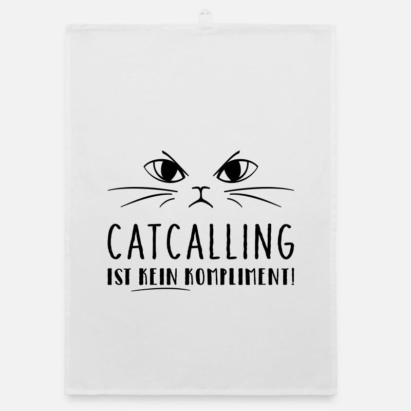 Catcalling is not a compliment! - Organic dish towel - white