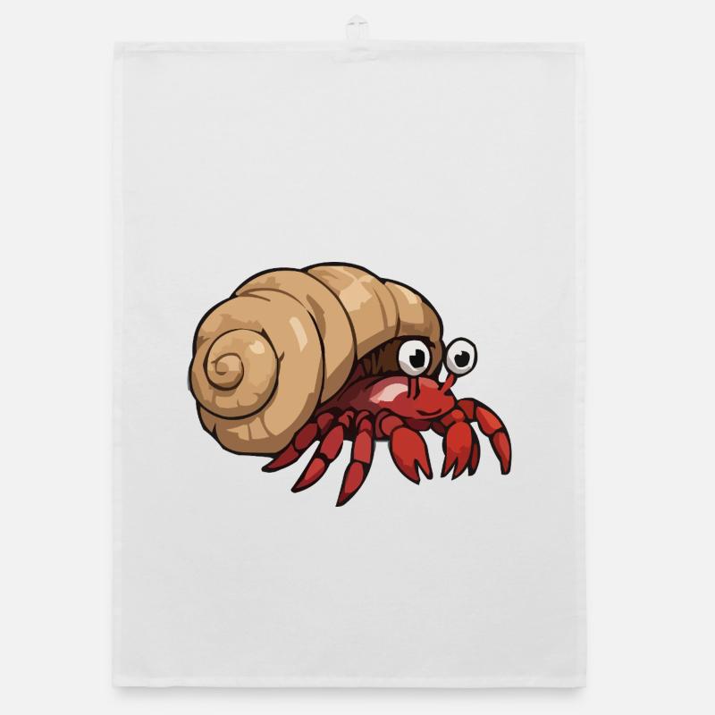 Cartoon crab with conch shell Organic dish towel