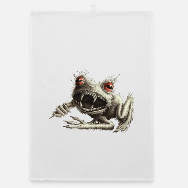 Werfrosch - Frog with toothpick - Organic dish towel - white
