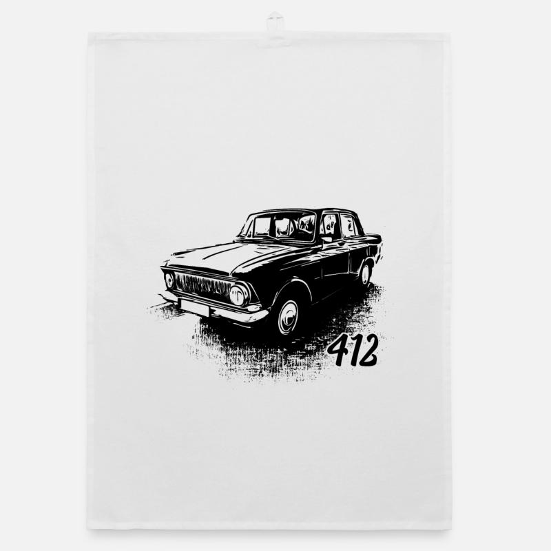 Moskvitch 412 - Organic Geschirrtuch - Weiß