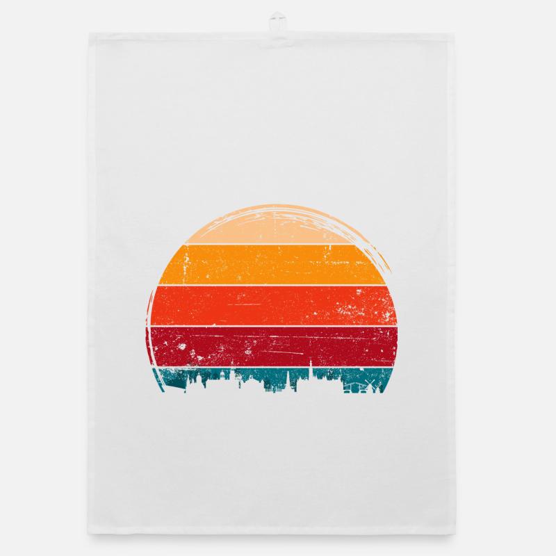 Cercle de la Skyline du Coucher du Soleil Torchon bio