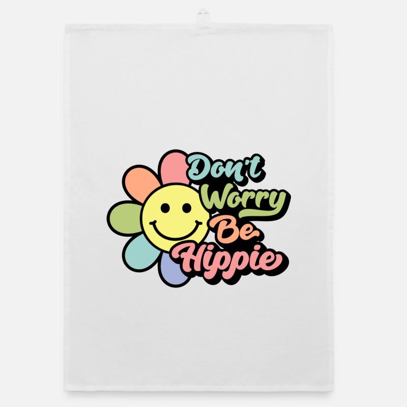Don't Worry, Be Hippie - Organic Geschirrtuch - Weiß