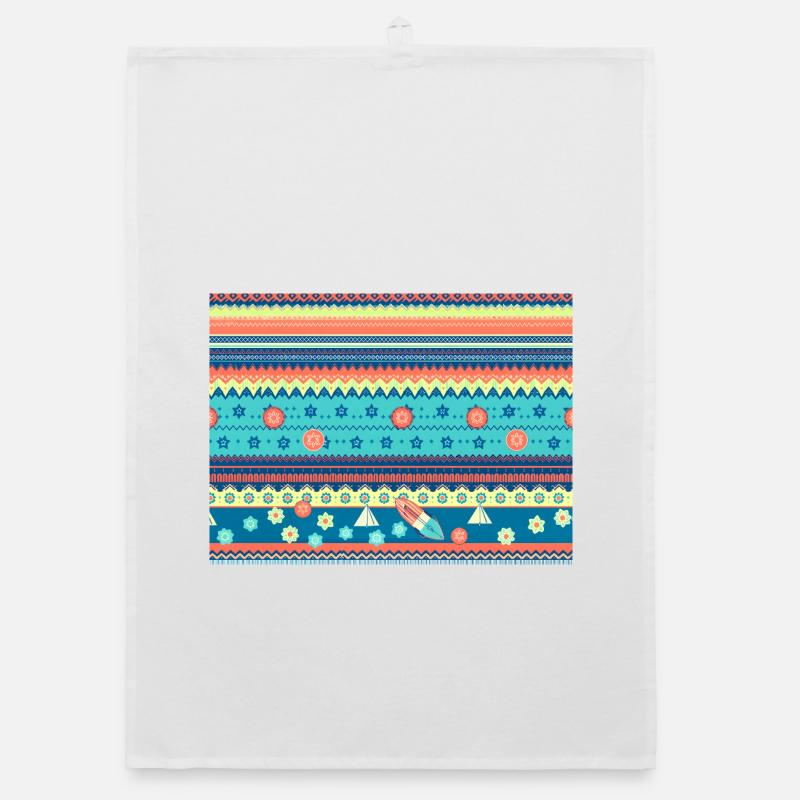 Farbenfroher Boho Wintermuster Organic Geschirrtuch