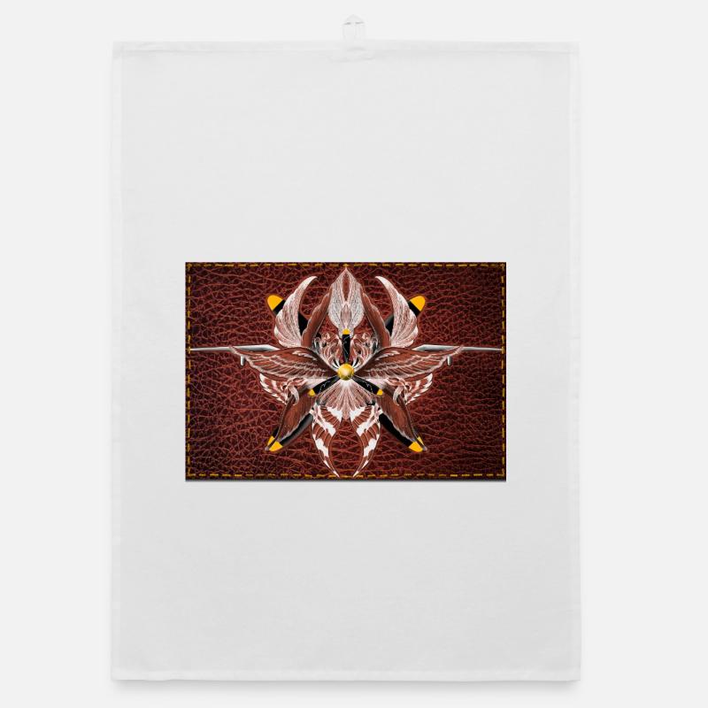 Firewing Mandala on Leather Look Organic dish towel