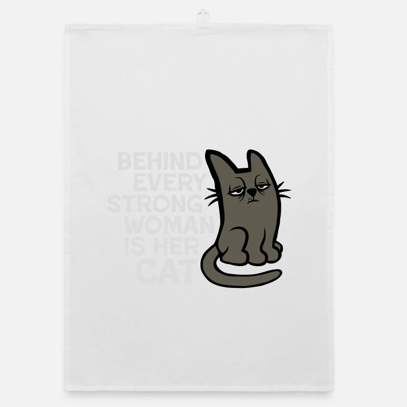 Cat Behind Every Strong Woman Annoyed Grumpy Organic dish towel