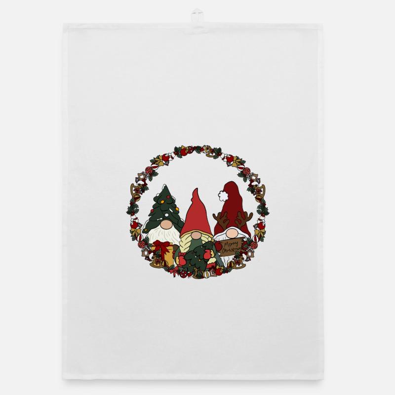 Gnome en couronne de Noël Torchon bio