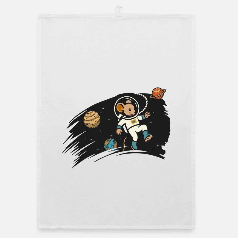 Souris astronaute dans l’espace – Illustration mignonne Torchon bio