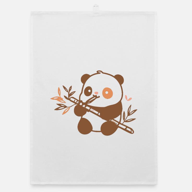 Kuschelpanda mit Bambus - Organic Geschirrtuch - Weiß