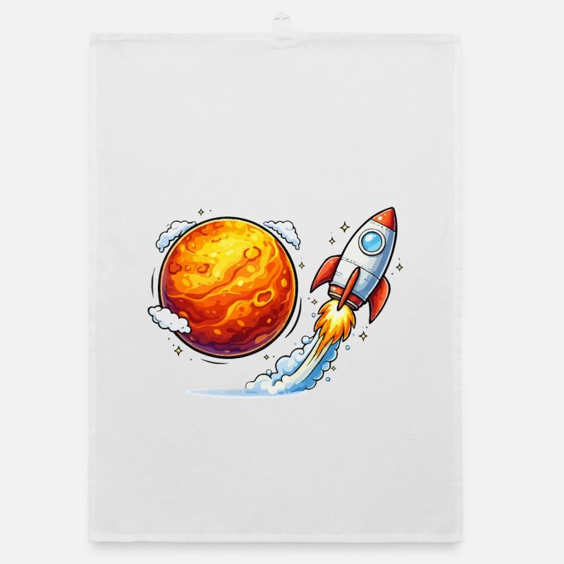 Rakete Planet Raumfahrt Organic Geschirrtuch