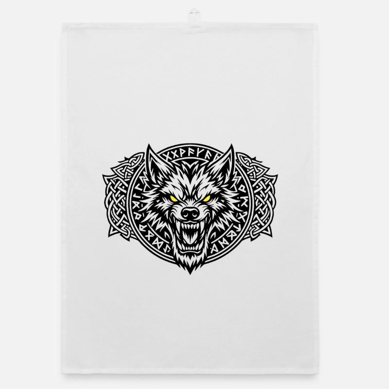 Fenrir-Wolf-Wikinger Organic Geschirrtuch