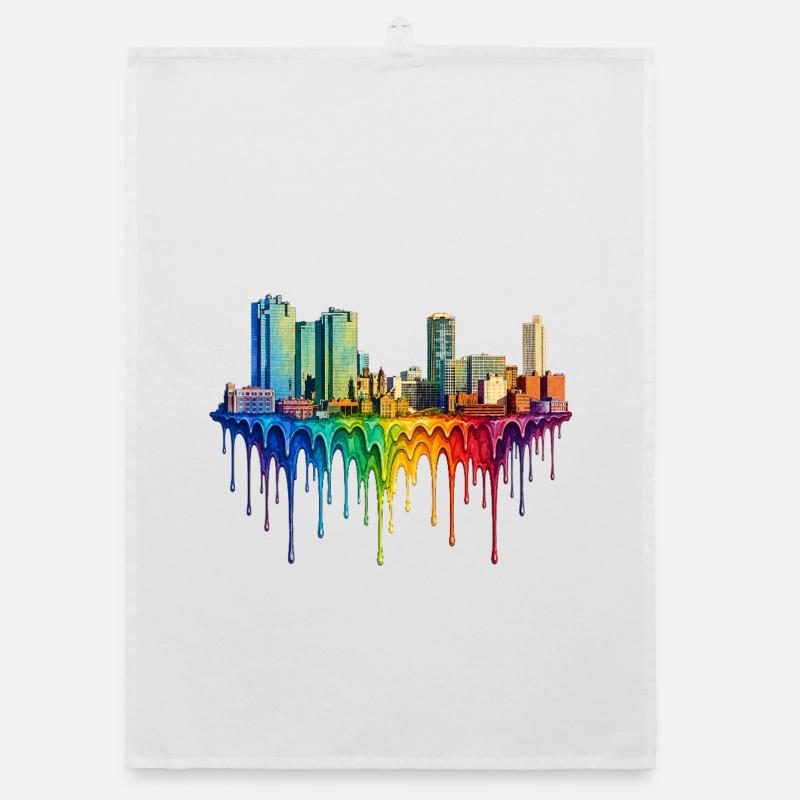Fort Worth Texas Dripping Paint Organic dish towel