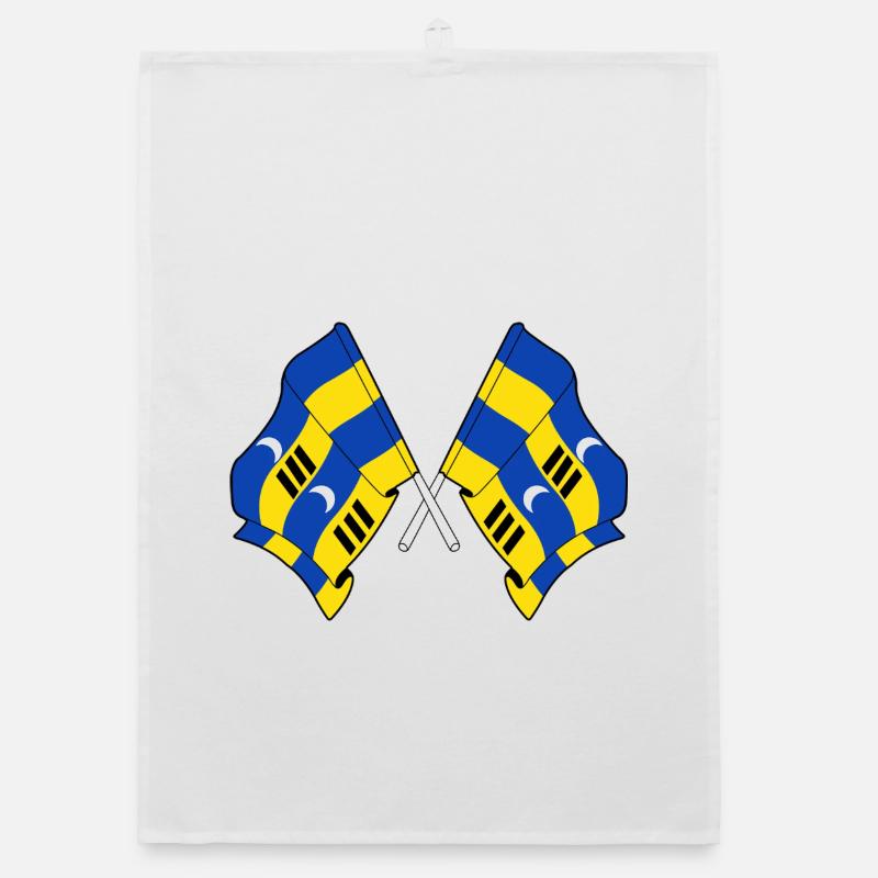 Drapeaux croisés de l’Ameland – Fierté insulaire Torchon bio