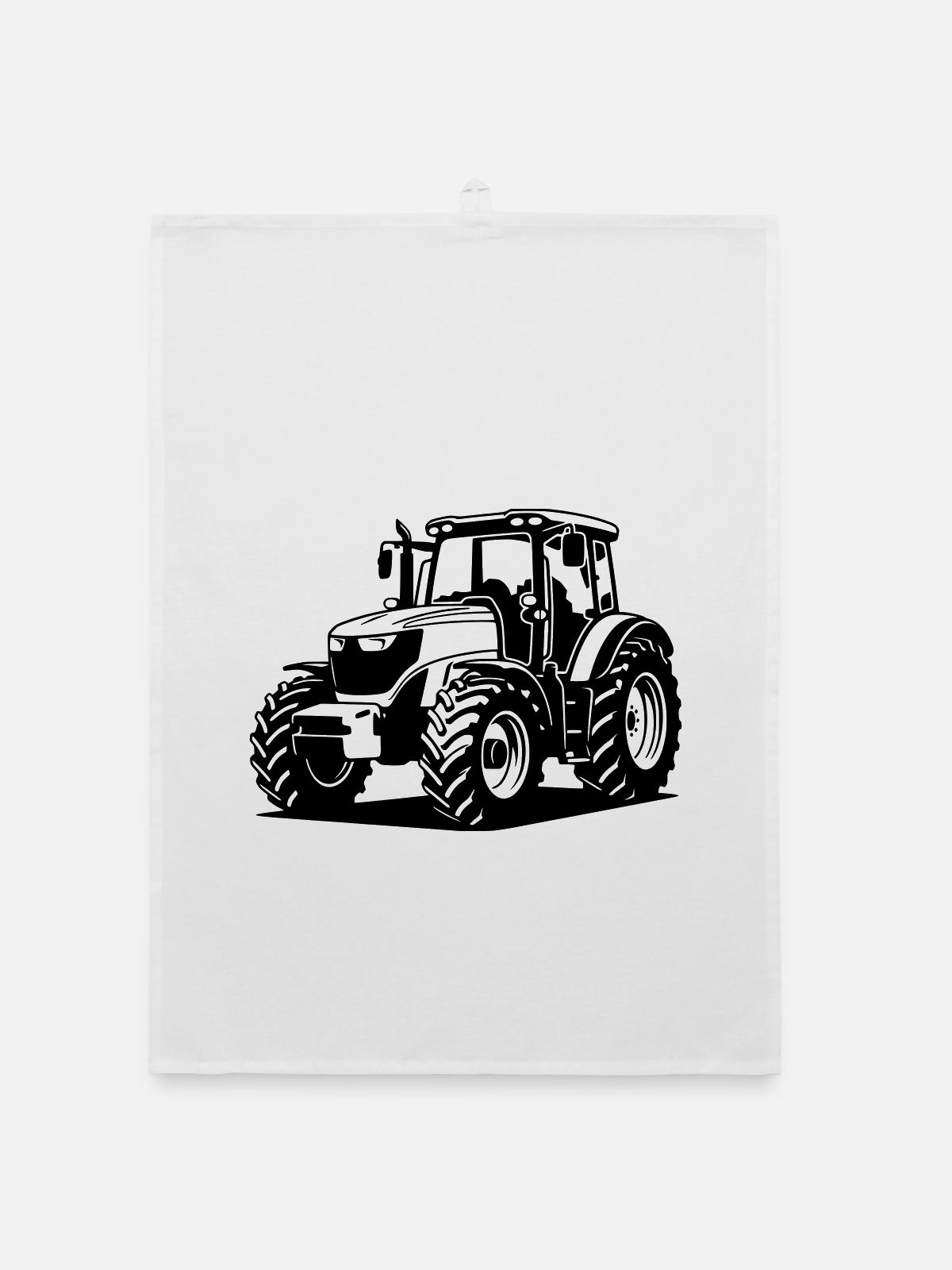 Traktor / Trecker / Schlepper - Organic Geschirrtuch - Weiß - Vorne