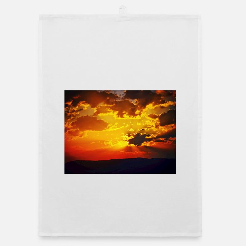 Rayons de feu du coucher de soleil Torchon bio